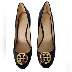 Tory Burch Black Peep-Toe Pumps